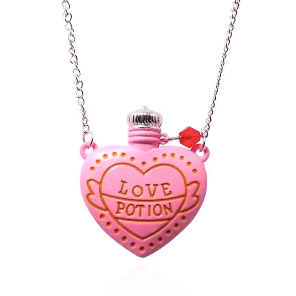 Love Potion Pink Bottle Necklace Heart Romance
